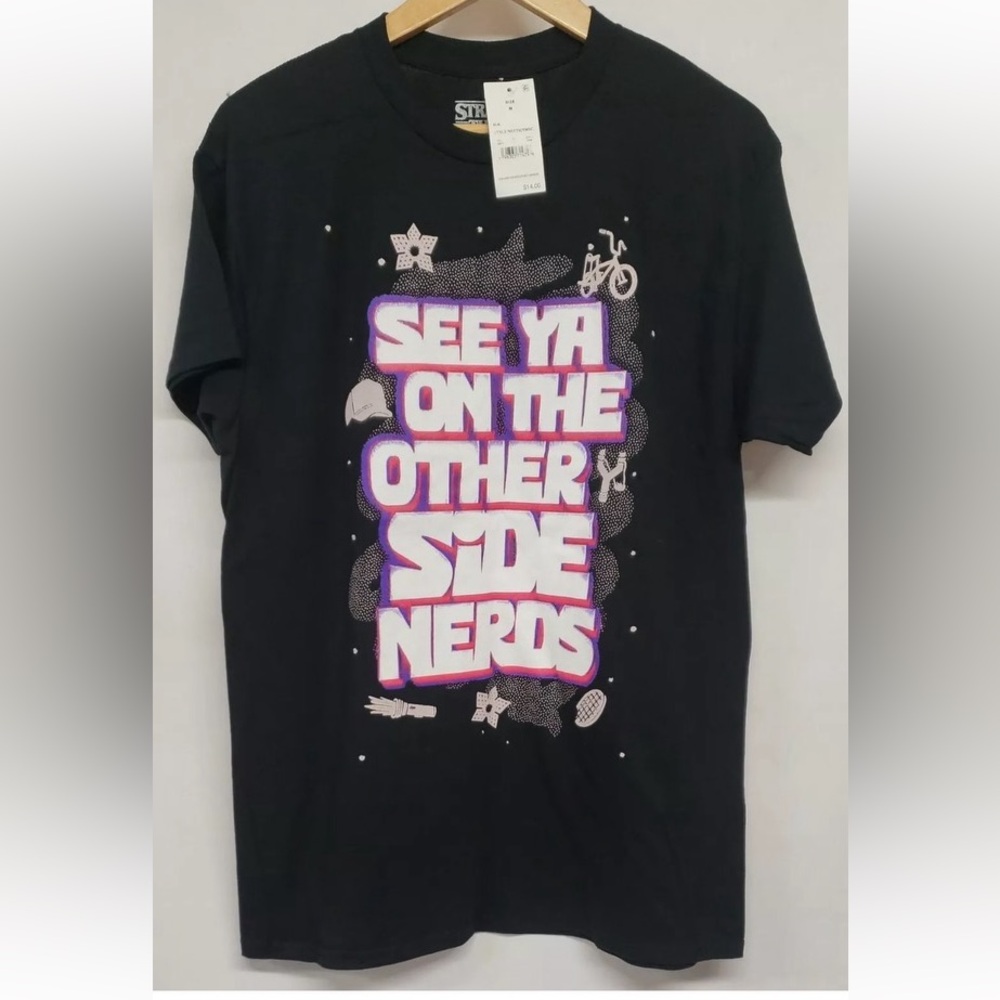 Stranger Things™ "See Ya on the Other Side Nerds" Black Graphic T-Shirt Size S